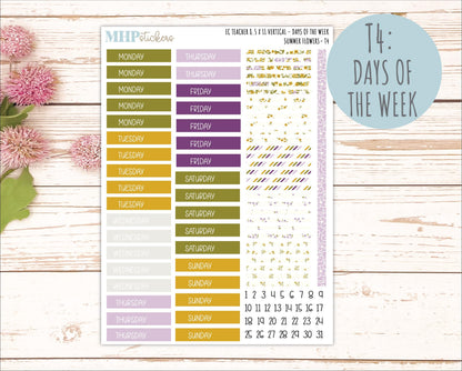 JUNE Stickers for EC Teacher Lesson Planner - Vertical Layout. 2026 Collection "Summer Flowers" || ECTV