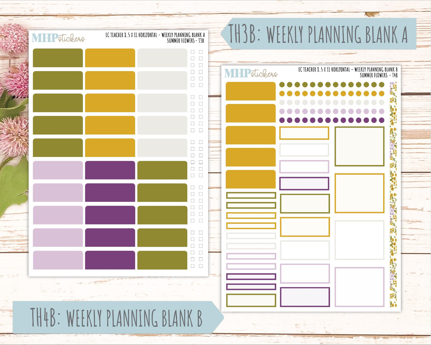 JUNE Stickers for EC Teacher Lesson Planner - Horizontal Layout. 2026 Collection "Summer Flowers" || ECTH