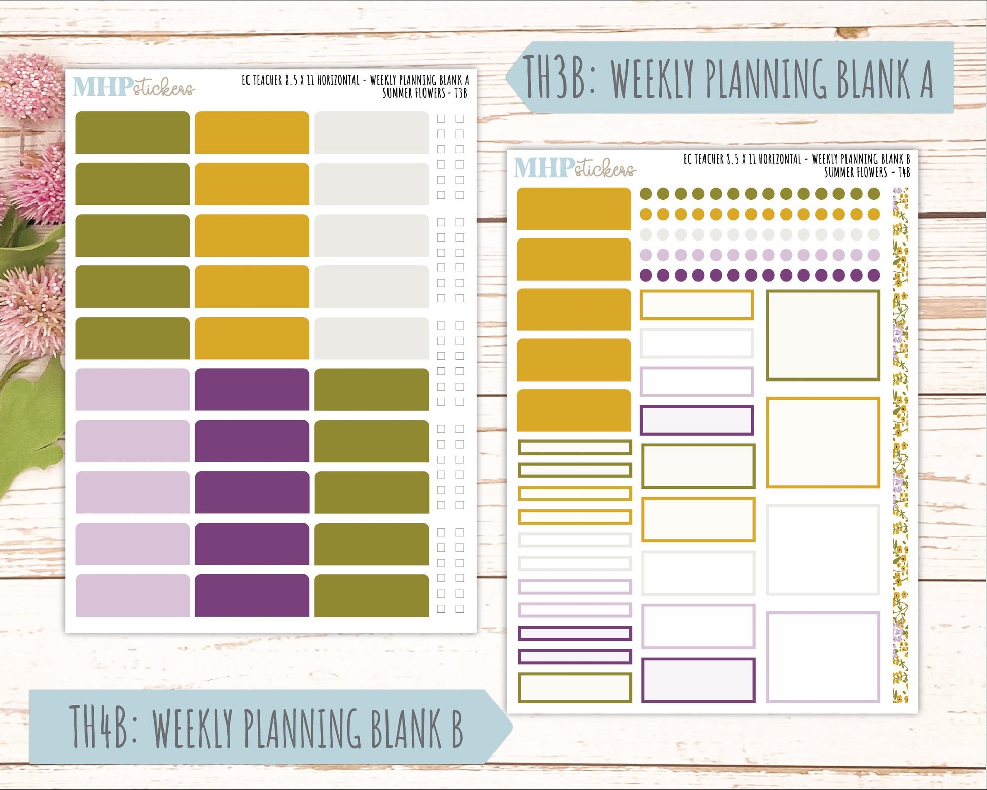 JUNE Stickers for EC Teacher Lesson Planner - Horizontal Layout. 2026 Collection "Summer Flowers" || ECTH