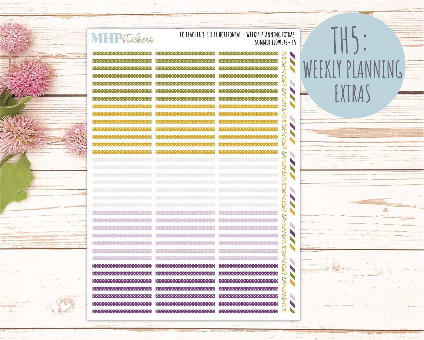 JUNE Stickers for EC Teacher Lesson Planner - Horizontal Layout. 2026 Collection "Summer Flowers" || ECTH