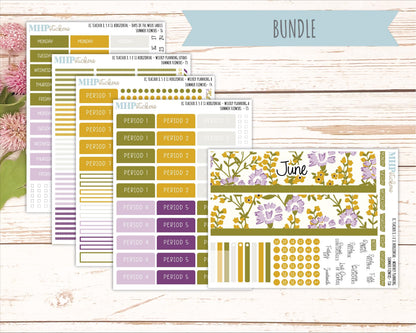 JUNE Stickers for EC Teacher Lesson Planner - Horizontal Layout. 2026 Collection "Summer Flowers" || ECTH