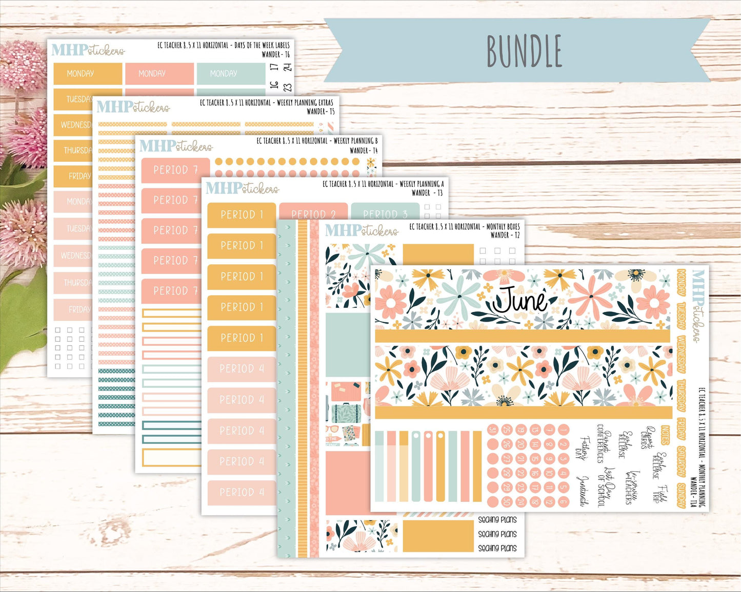JUNE Stickers for EC Teacher Lesson Planner - Horizontal Layout. 2026 Collection "Wander" || ECTH