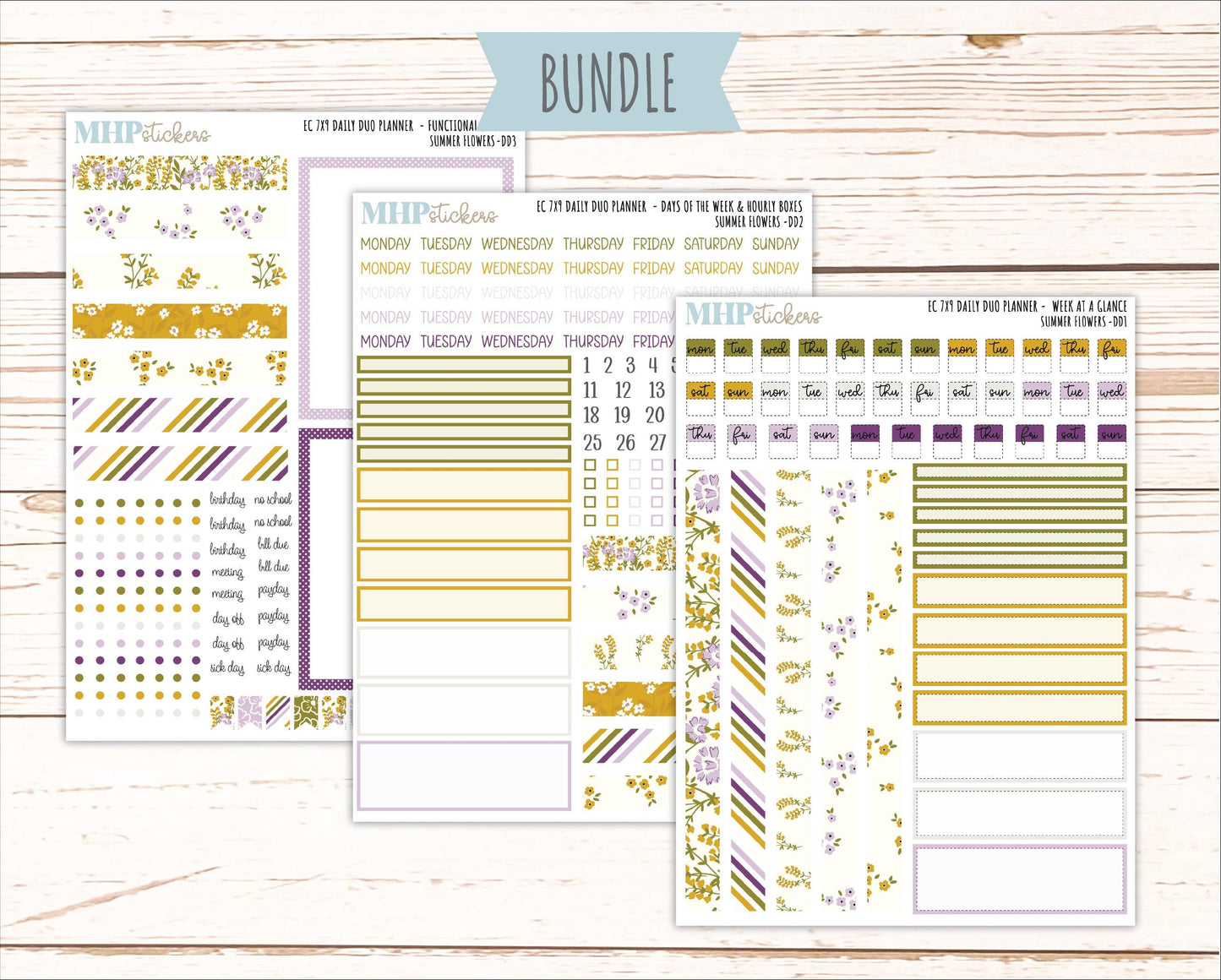 JUNE Daily Duo Sticker Kit for 7x9 Erin Condren Planners. 2026 Collection "Summer Flowers" || ECDD