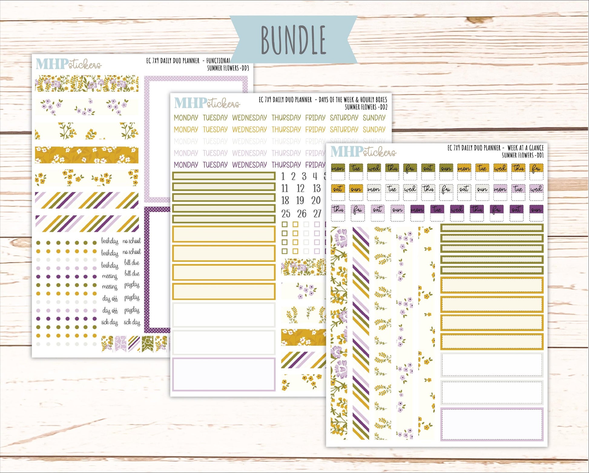 JUNE Daily Duo Sticker Kit for 7x9 Erin Condren Planners. 2026 Collection "Summer Flowers" || ECDD