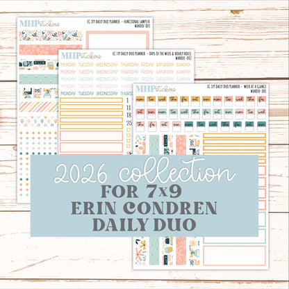 JUNE Daily Duo Sticker Kit for 7x9 Erin Condren Planners. 2026 Collection "Wander || ECDD