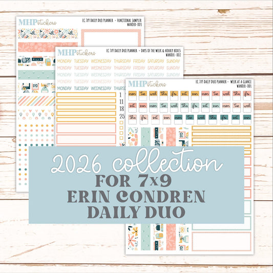 JUNE Daily Duo Sticker Kit for 7x9 Erin Condren Planners. 2026 Collection "Wander || ECDD