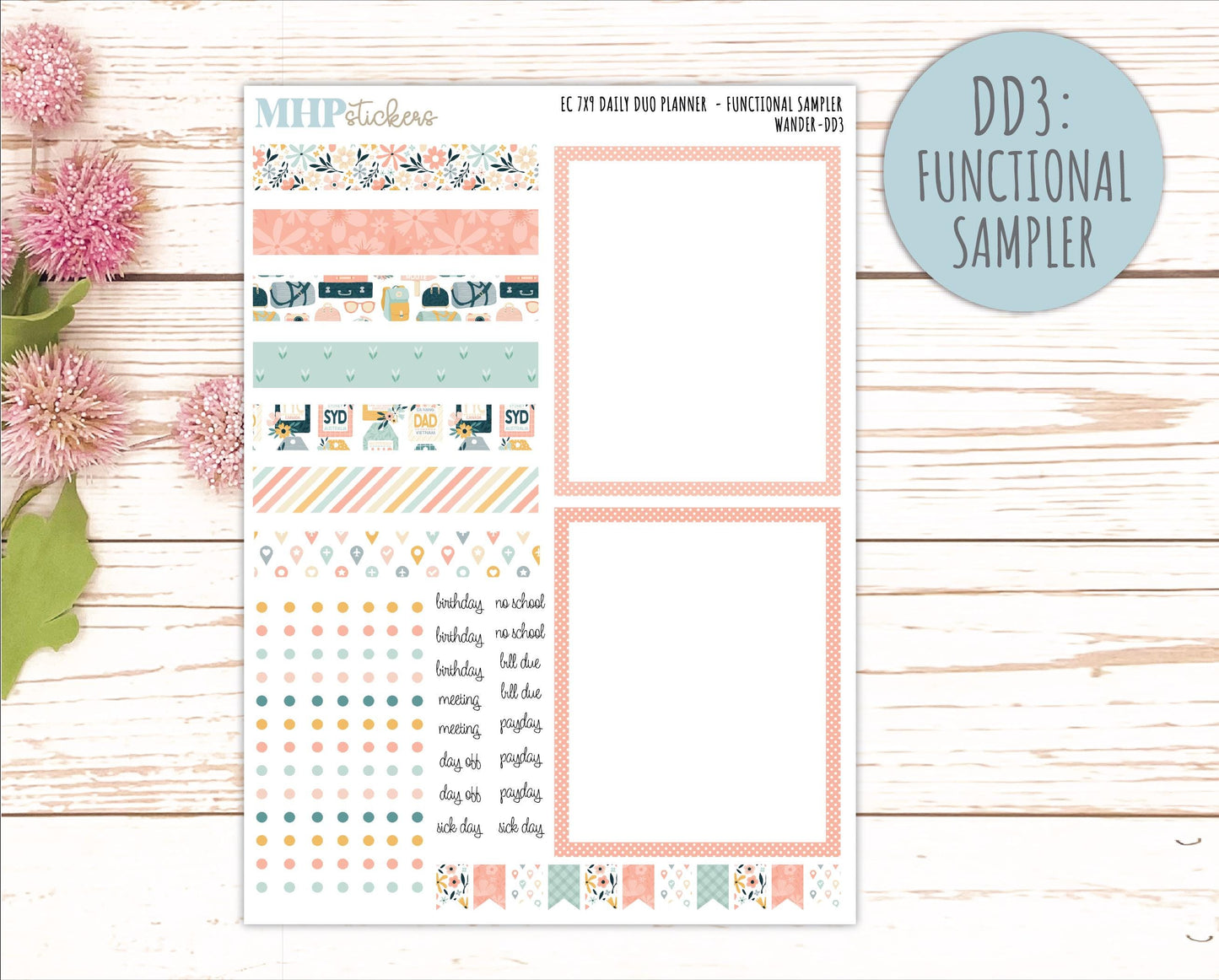 JUNE Daily Duo Sticker Kit for 7x9 Erin Condren Planners. 2026 Collection "Wander || ECDD