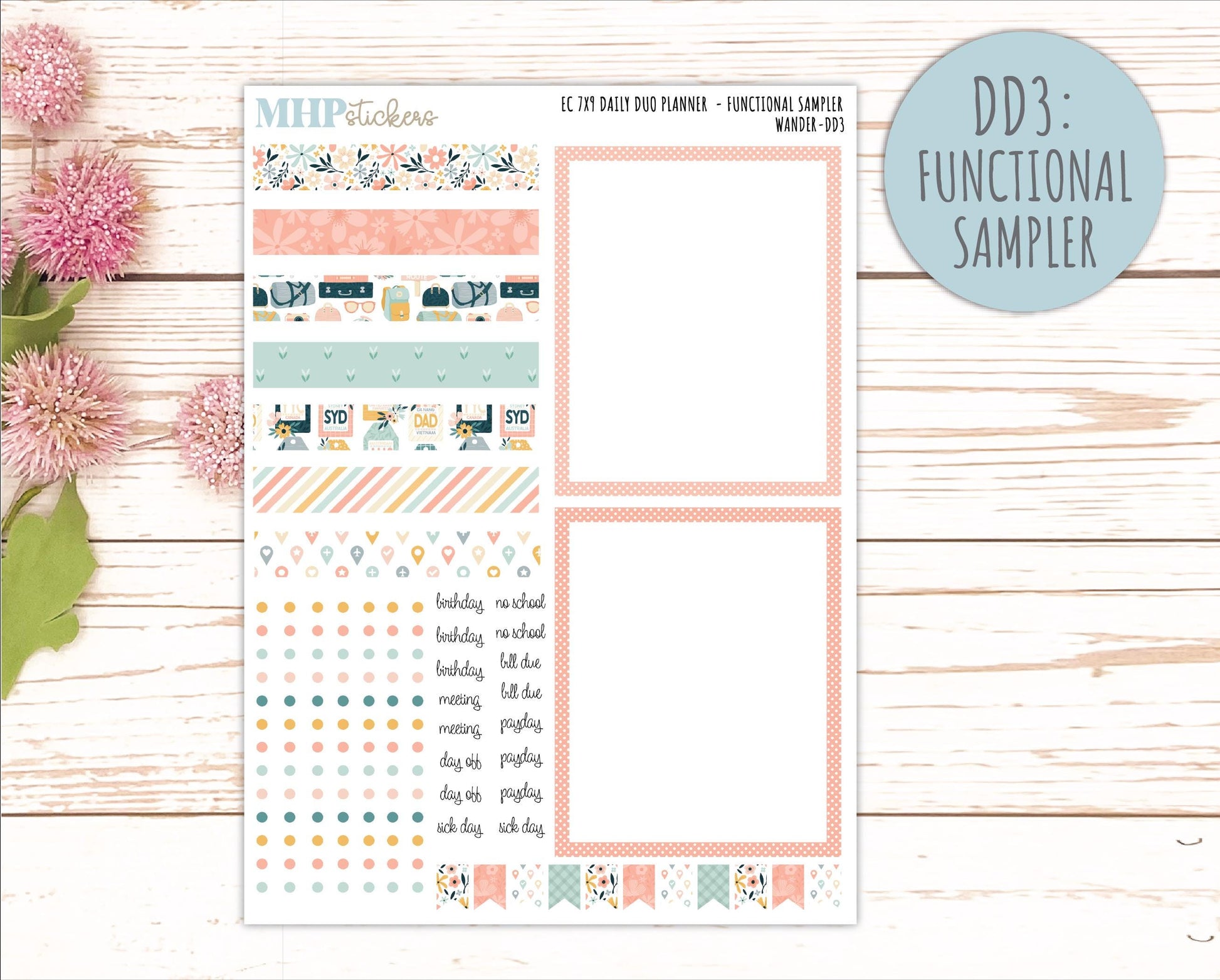 JUNE Daily Duo Sticker Kit for 7x9 Erin Condren Planners. 2026 Collection "Wander || ECDD