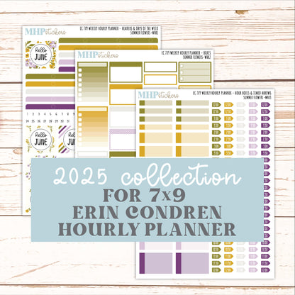JUNE Weekly Hourly Planning Kits for 7x9 Erin Condren Planners. 2026 Collection "Summer Flowers" || ECWHR