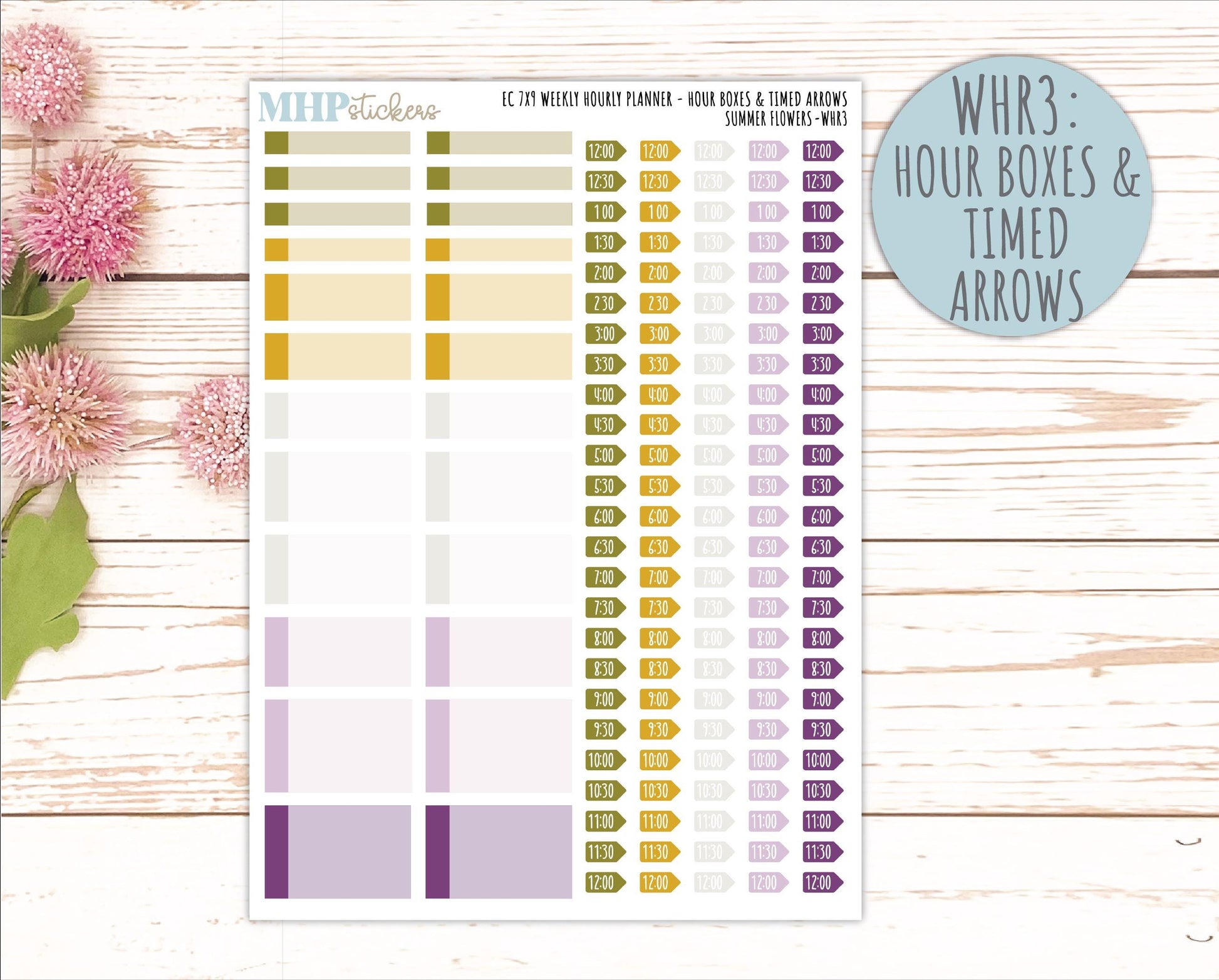 JUNE Weekly Hourly Planning Kits for 7x9 Erin Condren Planners. 2026 Collection "Summer Flowers" || ECWHR