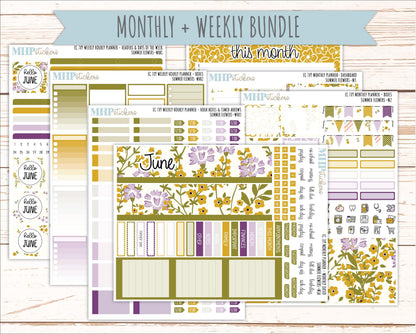 JUNE Weekly Hourly Planning Kits for 7x9 Erin Condren Planners. 2026 Collection "Summer Flowers" || ECWHR