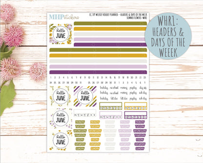 JUNE Weekly Hourly Planning Kits for 7x9 Erin Condren Planners. 2026 Collection "Summer Flowers" || ECWHR