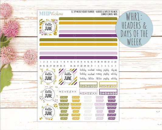 JUNE Weekly Hourly Planning Kits for 7x9 Erin Condren Planners. 2026 Collection "Summer Flowers" || ECWHR