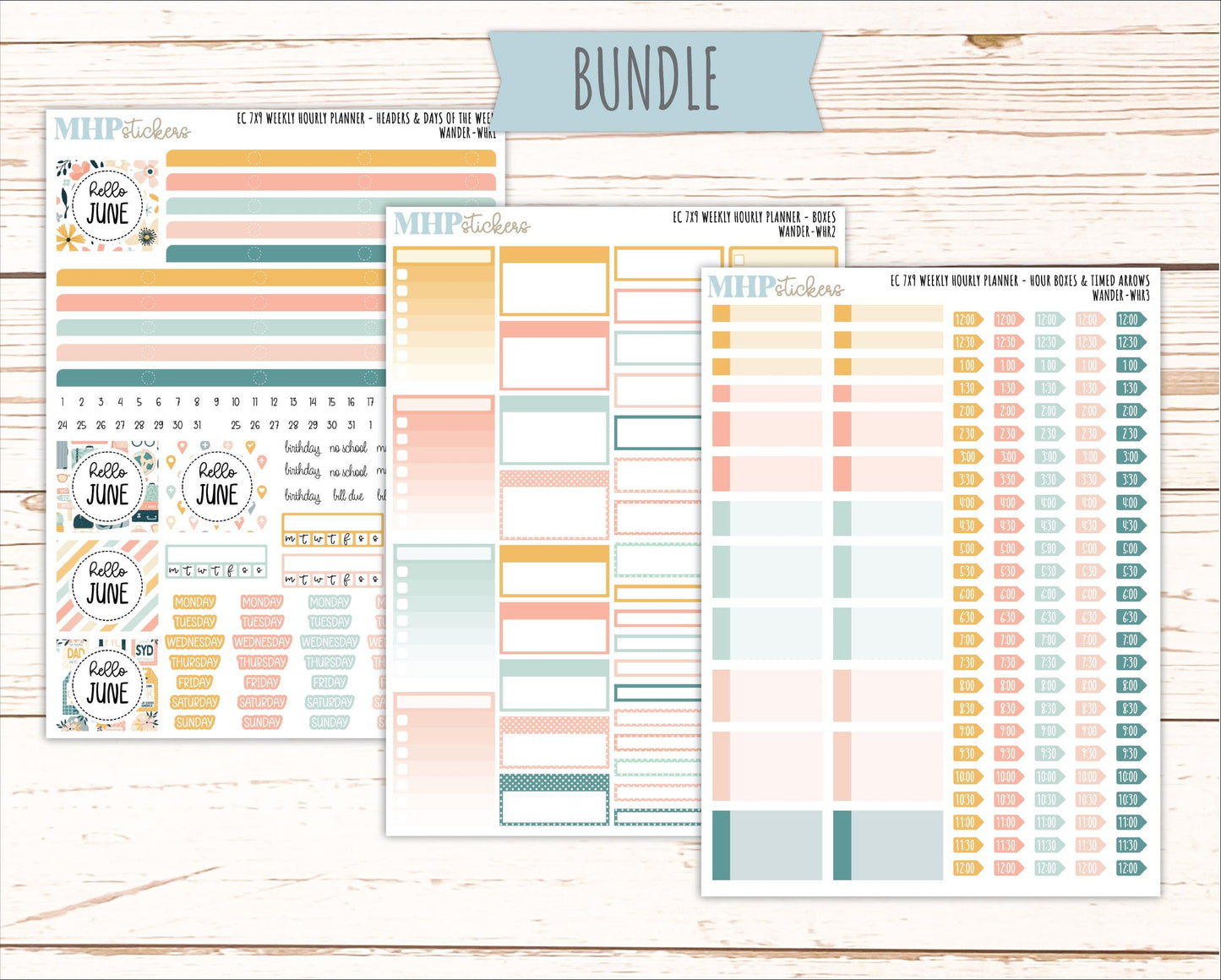 JUNE Weekly Hourly Planning Kits for 7x9 Erin Condren Planners. 2026 Collection "Wander" || ECWHR
