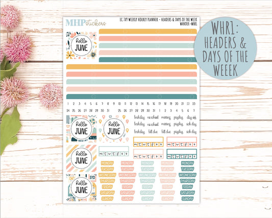 JUNE Weekly Hourly Planning Kits for 7x9 Erin Condren Planners. 2026 Collection "Wander" || ECWHR