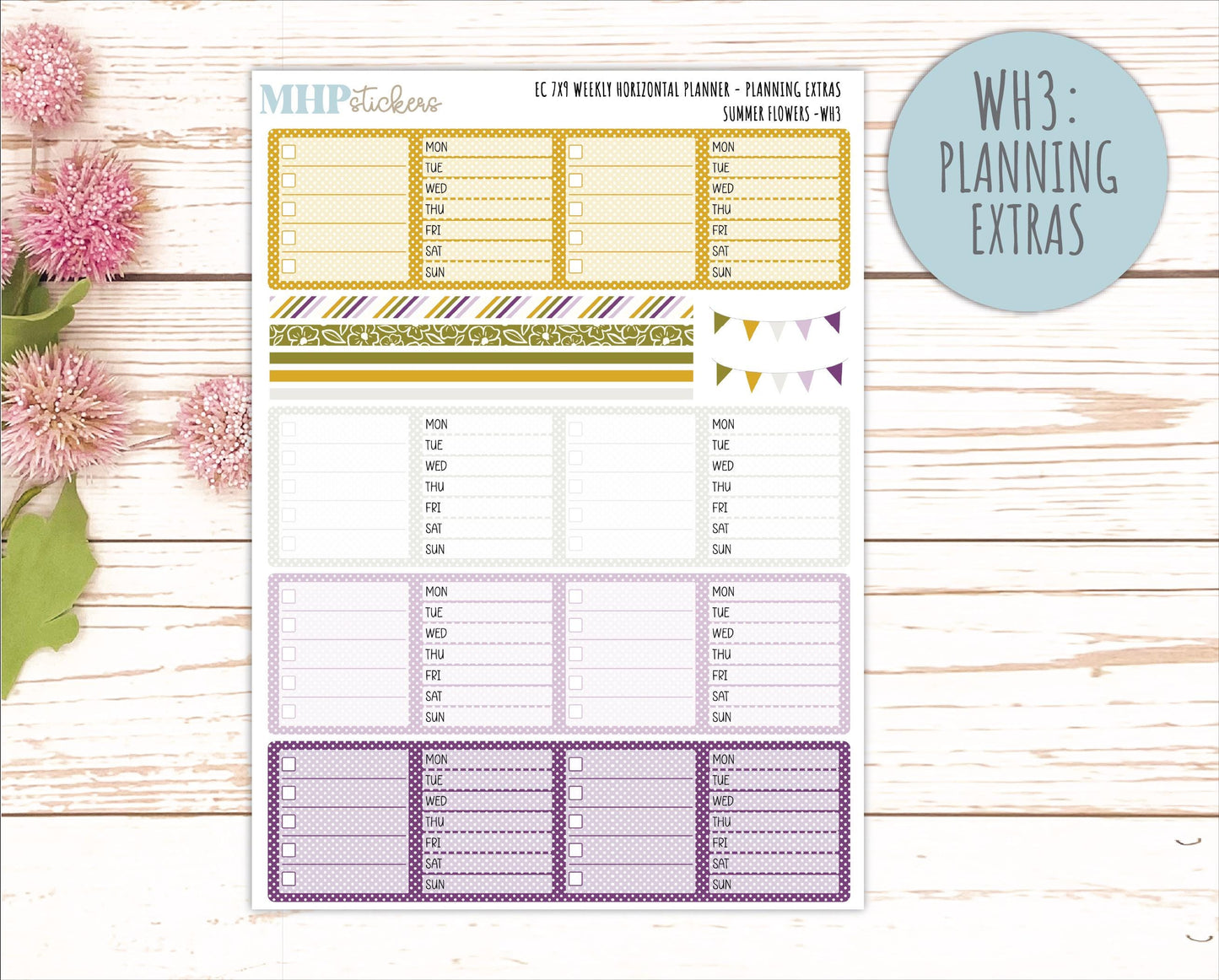 JUNE Weekly Horizontal Planning Kit for 7x9 Erin Condren Planners. 2026 Collection "Summer Flowers" || ECWH
