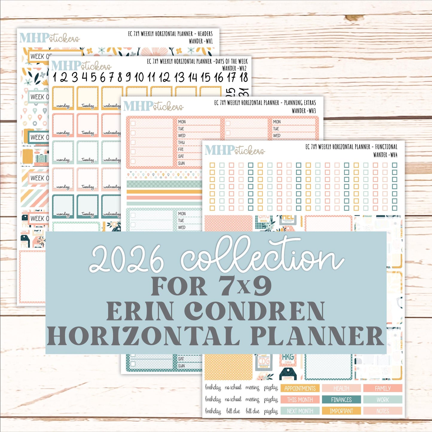 JUNE Weekly Horizontal Planning Kit for 7x9 Erin Condren Planners. 2026 Collection "Wander" || ECWH