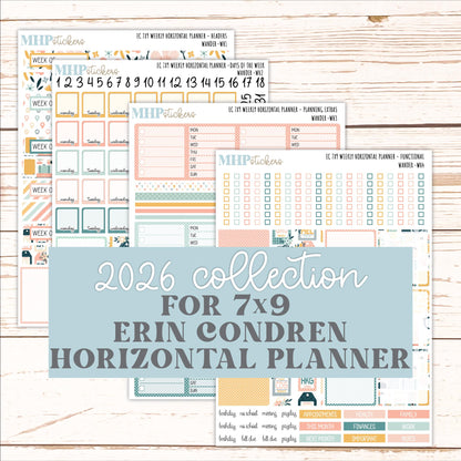 JUNE Weekly Horizontal Planning Kit for 7x9 Erin Condren Planners. 2026 Collection "Wander" || ECWH