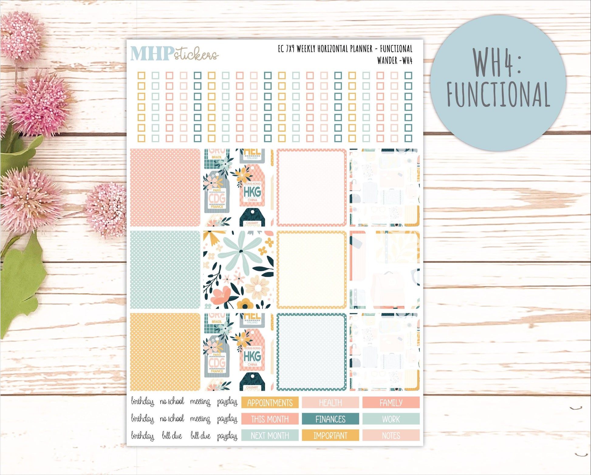 JUNE Weekly Horizontal Planning Kit for 7x9 Erin Condren Planners. 2026 Collection "Wander" || ECWH