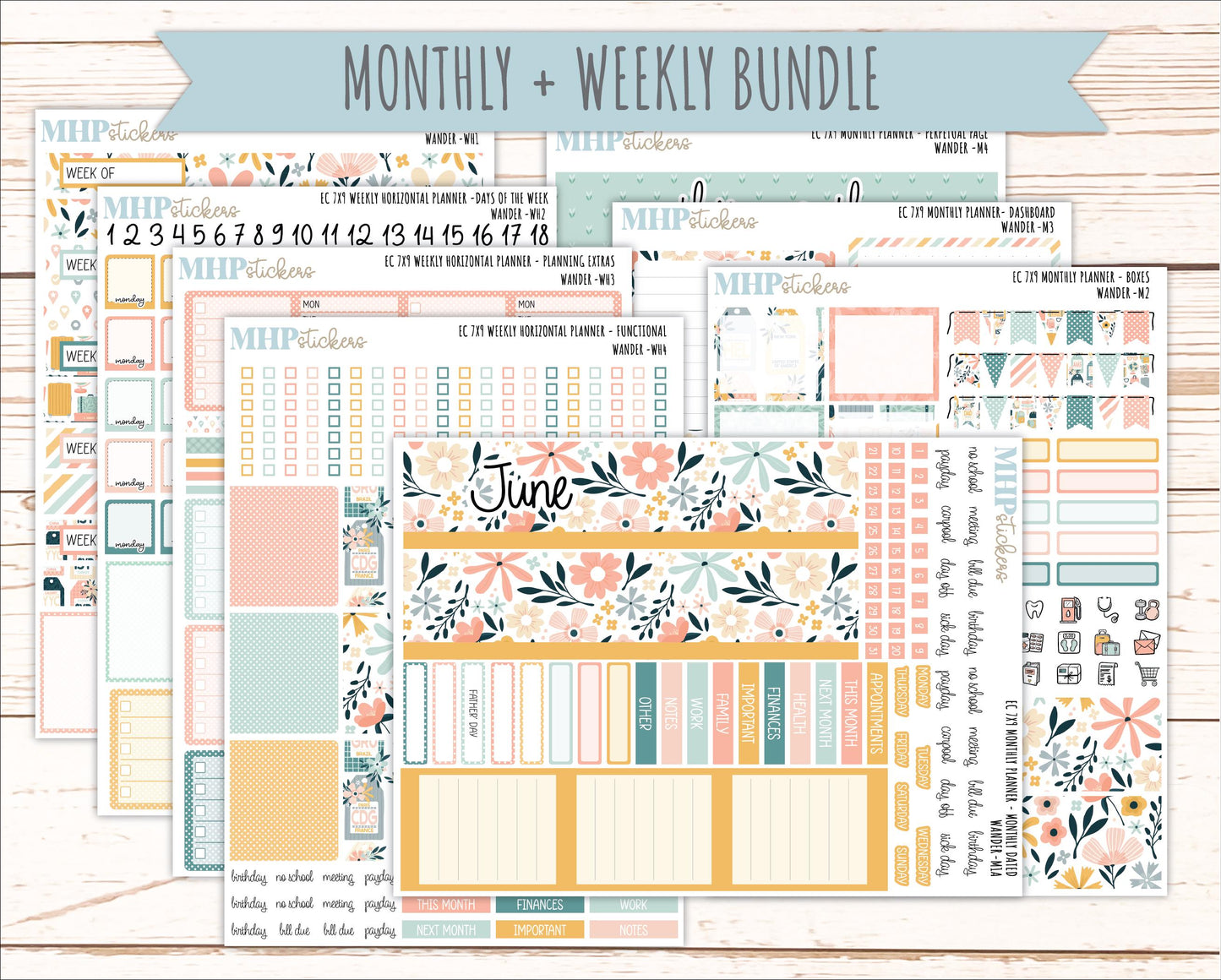 JUNE Weekly Horizontal Planning Kit for 7x9 Erin Condren Planners. 2026 Collection "Wander" || ECWH
