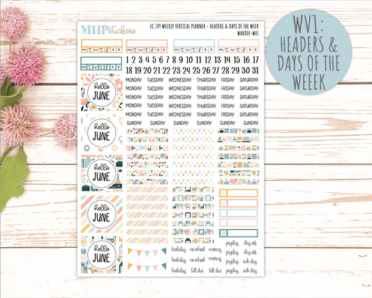 JUNE Weekly Vertical Kits for 7x9 Erin Condren Planners. 2026 Collection "Wander" || ECWV