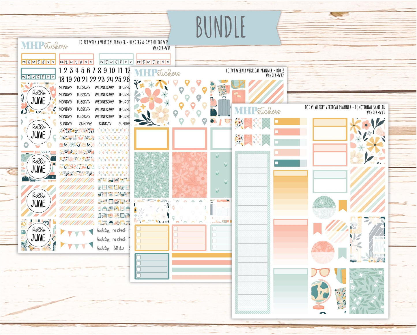 JUNE Weekly Vertical Kits for 7x9 Erin Condren Planners. 2026 Collection "Wander" || ECWV