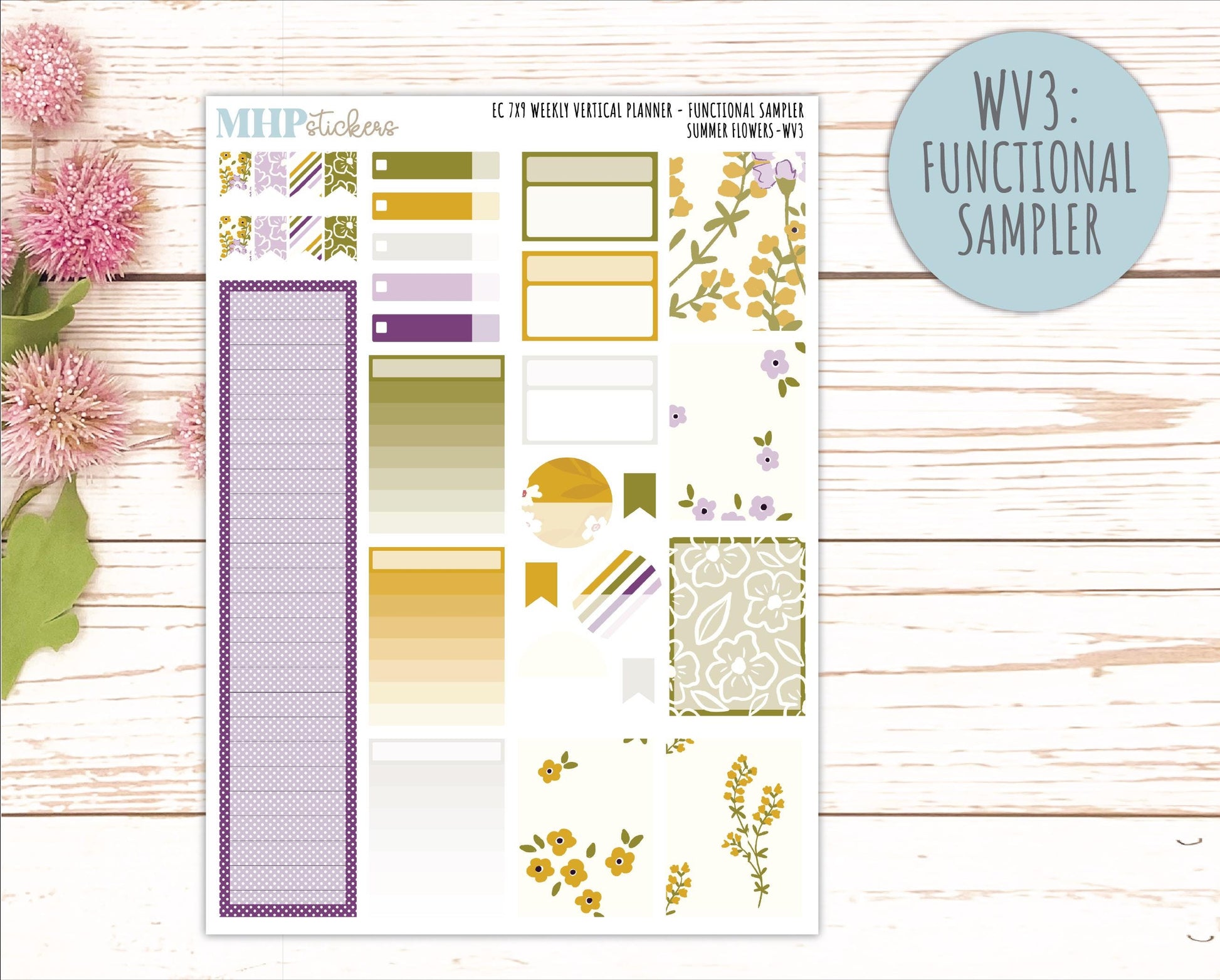 JUNE Weekly Vertical Kits for 7x9 Erin Condren Planners. 2026 Collection "Summer Flowers" || ECWV