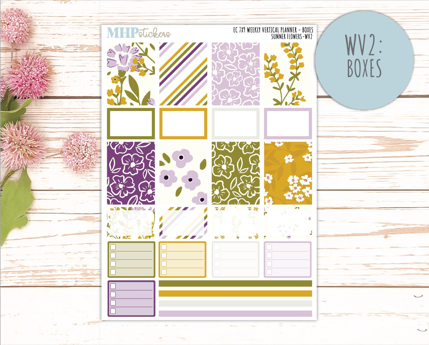 JUNE Weekly Vertical Kits for 7x9 Erin Condren Planners. 2026 Collection "Summer Flowers" || ECWV