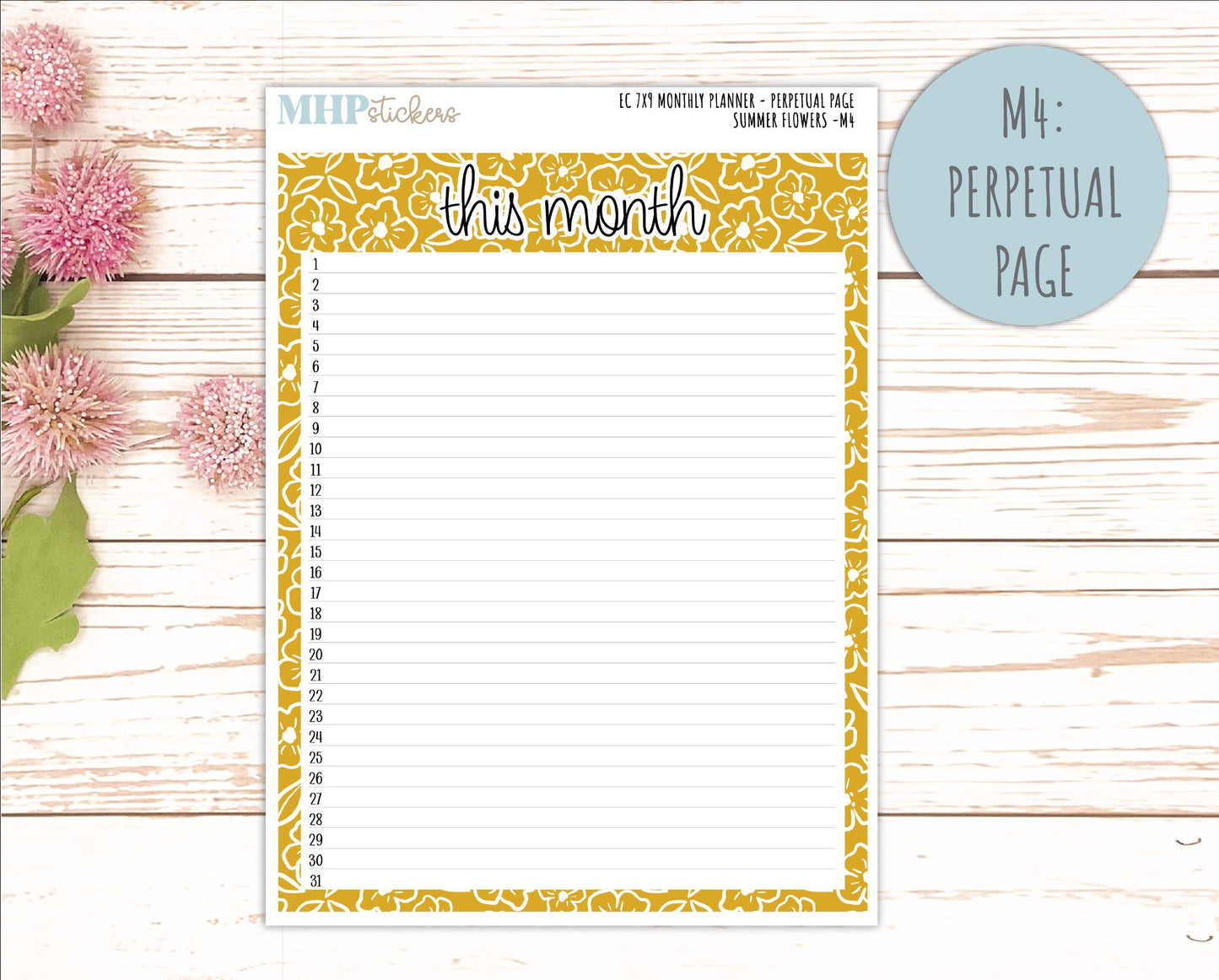 JUNE Monthly Kit for 7x9 Erin Condren Planners. 2026 Collection "Summer Flowers" || ECM