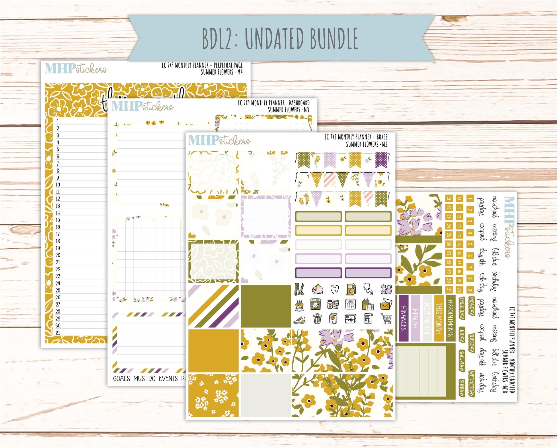 JUNE Monthly Kit for 7x9 Erin Condren Planners. 2026 Collection "Summer Flowers" || ECM