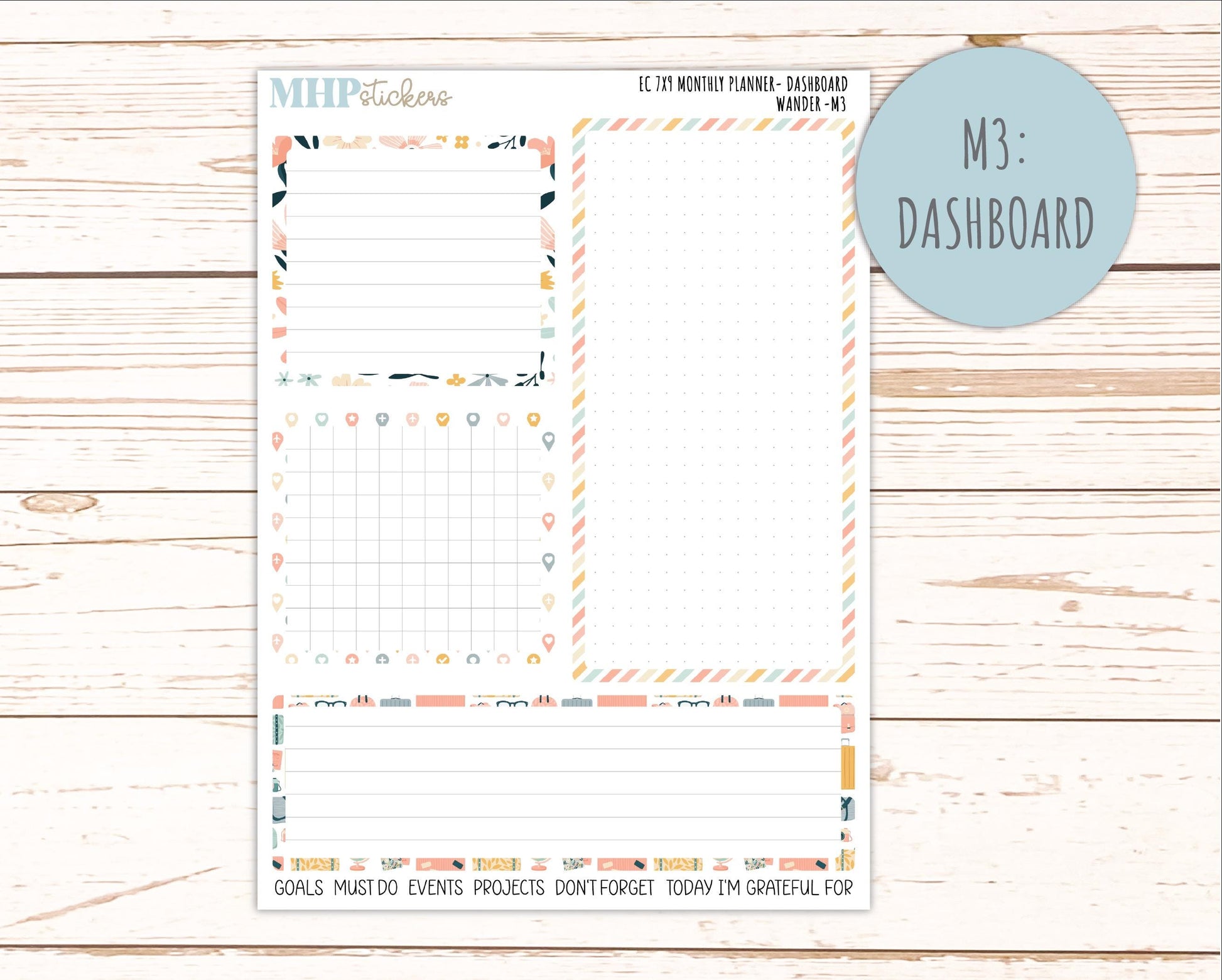 JUNE Monthly Kit for 7x9 Erin Condren Planners. 2026 Collection "Wander" || ECM