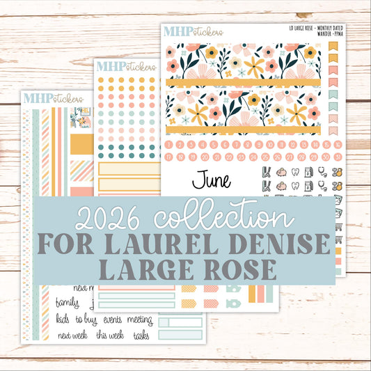 JUNE 2026 Stickers for the Large Rose Laurel Denise Planner. "Wander" || PP