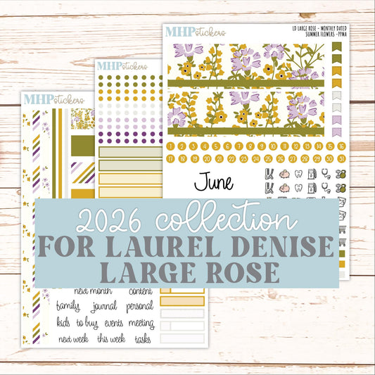 JUNE 2026 Stickers for the Large Rose Laurel Denise Planner. "Summer Flowers" || PP