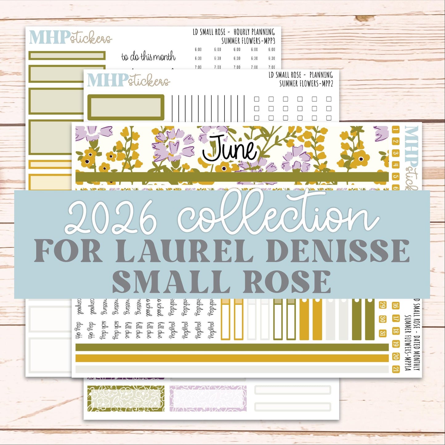 JUNE 2026 Stickers for The Small Rose Laurel Denise Planner. "Summer Flowers" || MPP