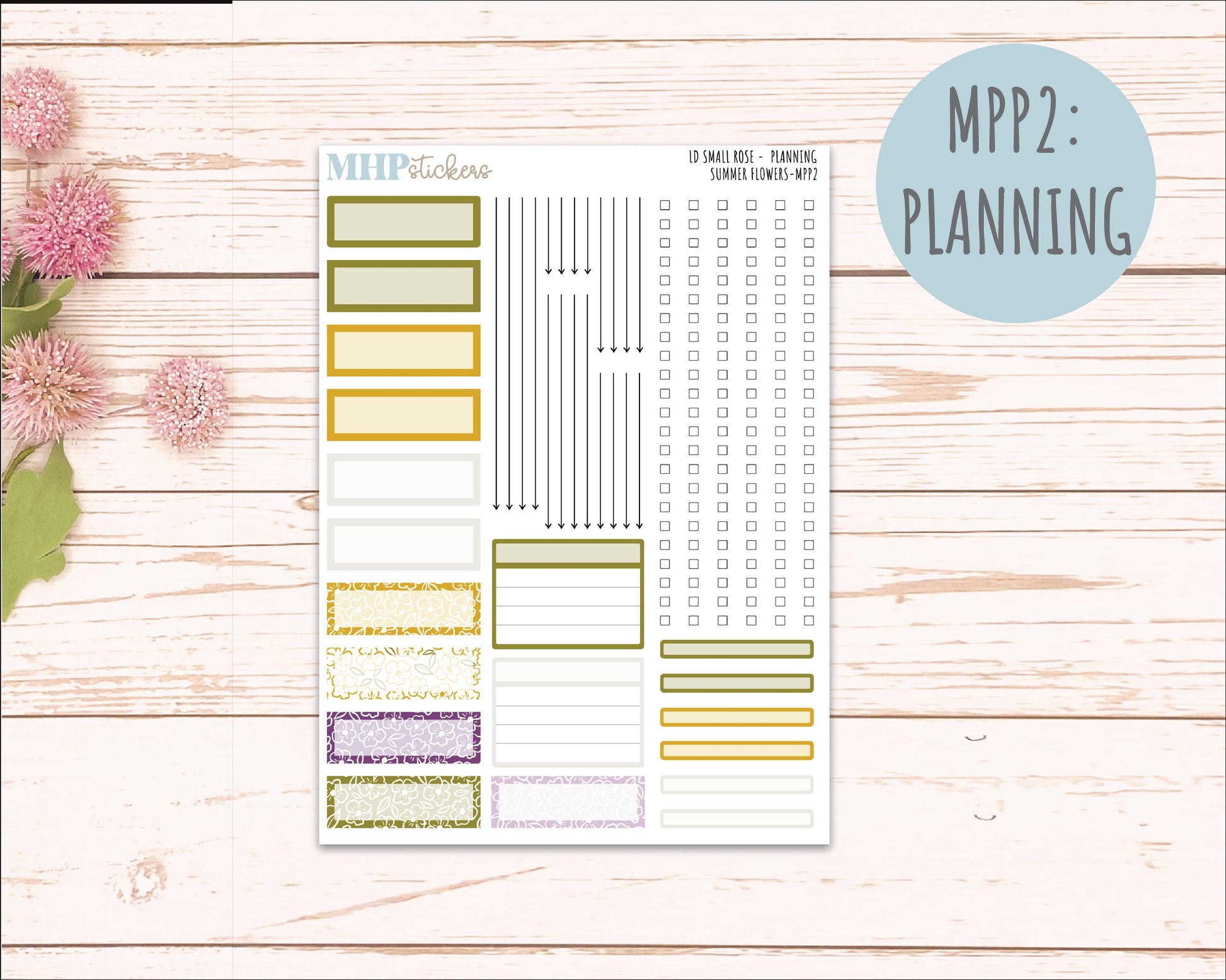 JUNE 2026 Stickers for The Small Rose Laurel Denise Planner. "Summer Flowers" || MPP