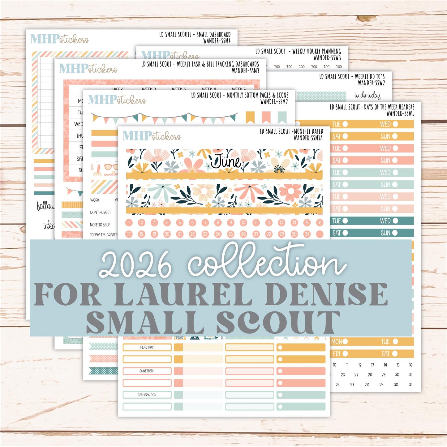JUNE 2026 Stickers for the Small Scout Planner. For Laurel Denise Planners. "Wander" ||SS