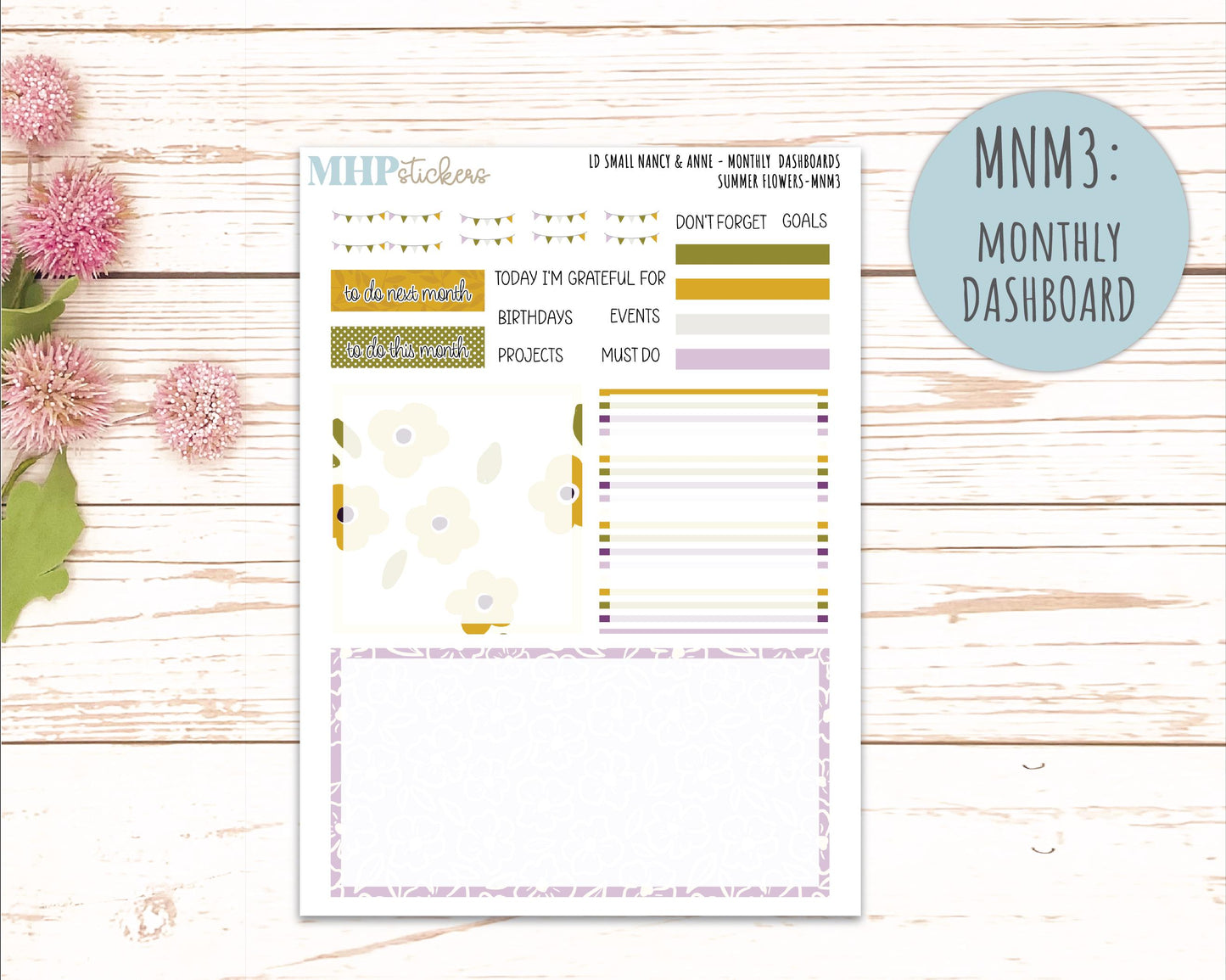 JUNE 2026 Stickers for Small Nancy & Anne Laurel Denise Planners "Summer Flowers" || MN