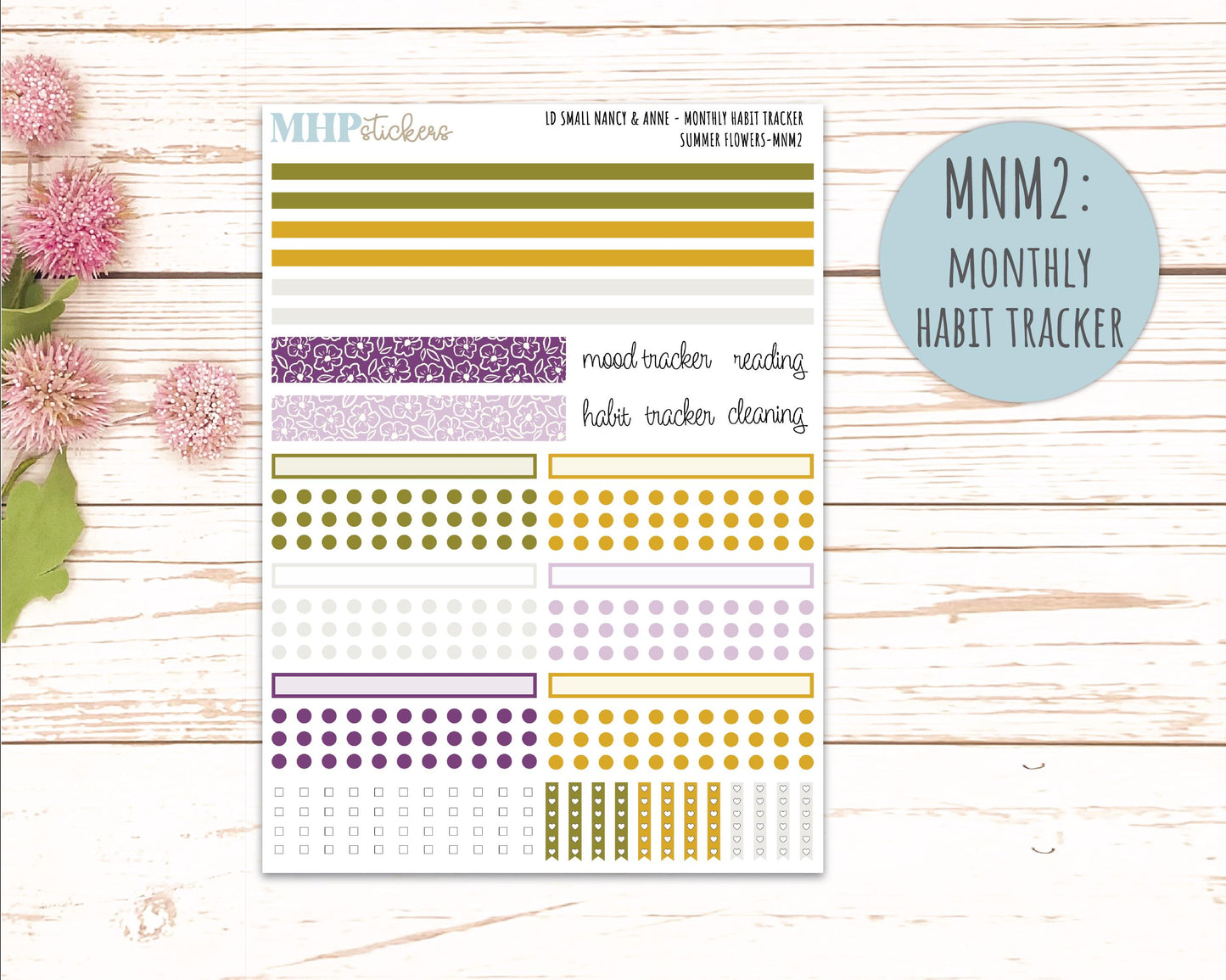 JUNE 2026 Stickers for Small Nancy & Anne Laurel Denise Planners "Summer Flowers" || MN