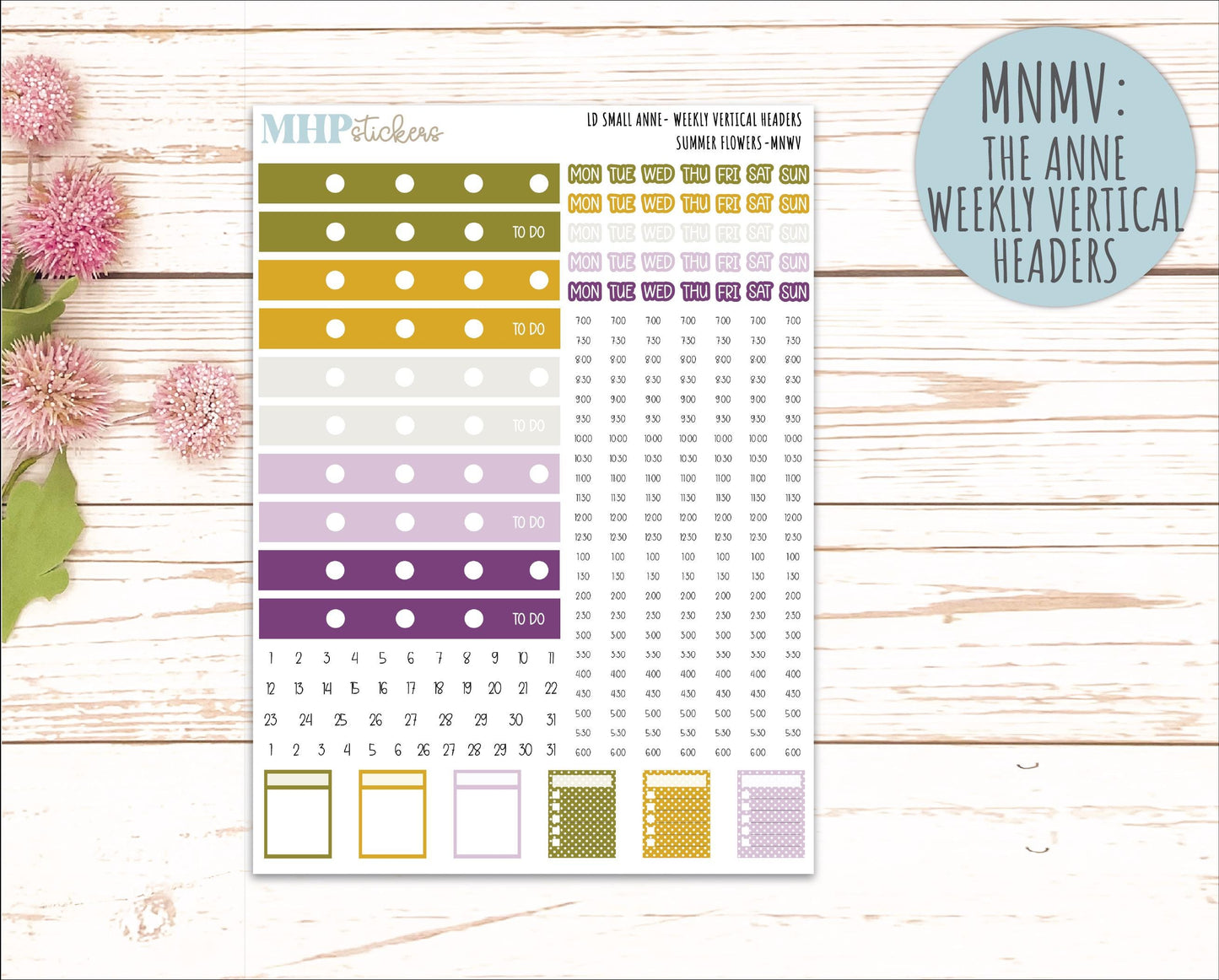 JUNE 2026 Stickers for Small Nancy & Anne Laurel Denise Planners "Summer Flowers" || MN