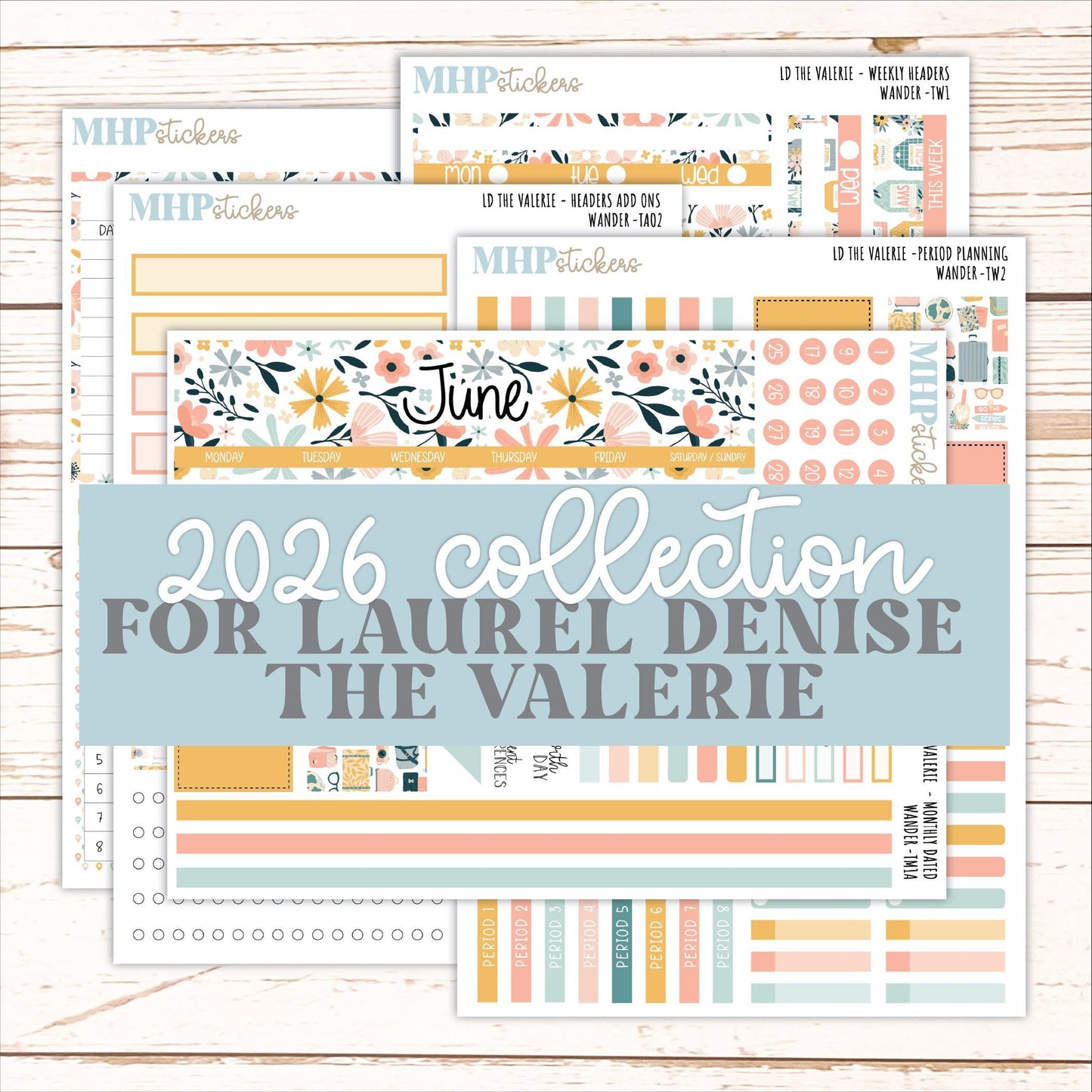 JUNE Stickers for The Valerie Laurel Denise Planner "Wander" || TC