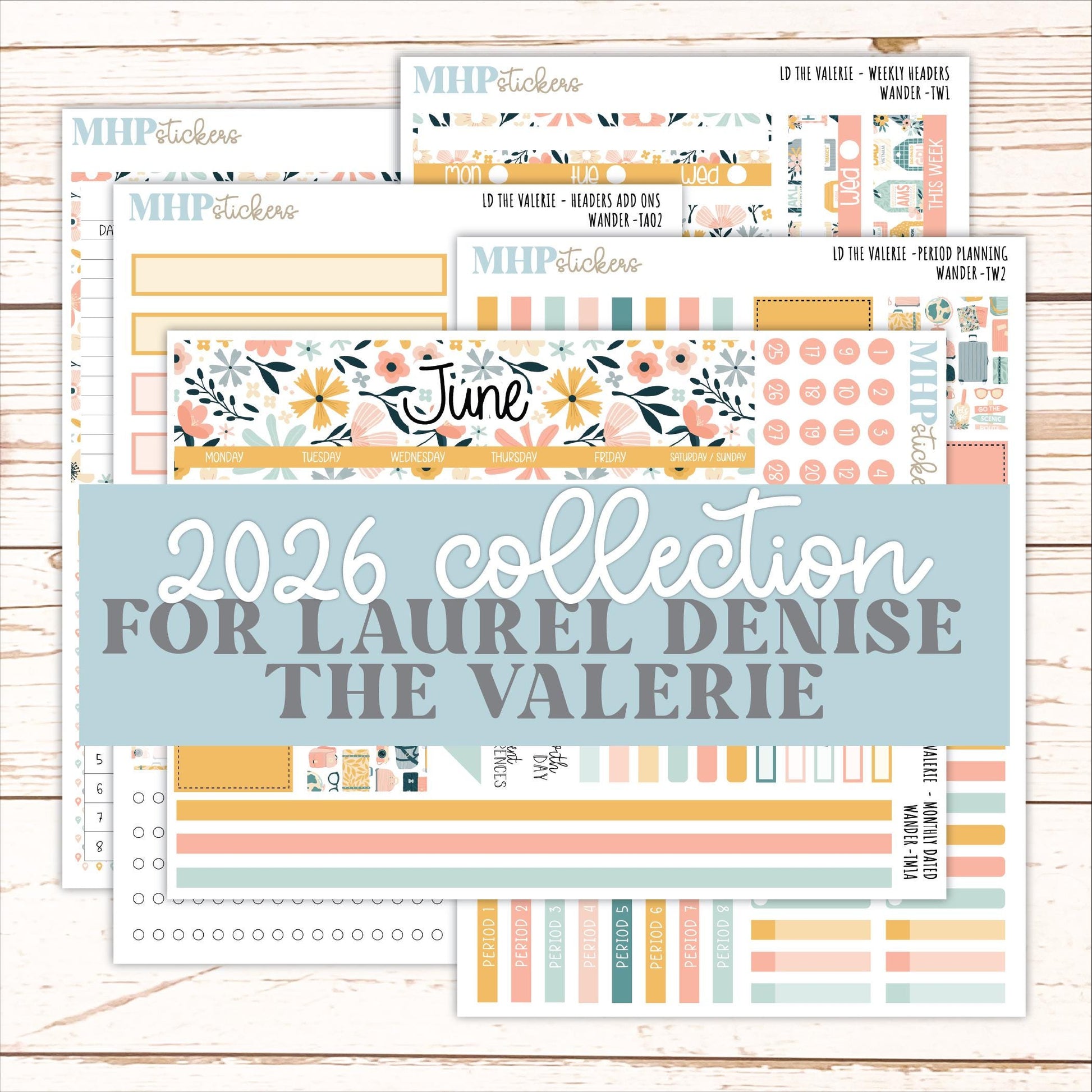 JUNE Stickers for The Valerie Laurel Denise Planner "Wander" || TC