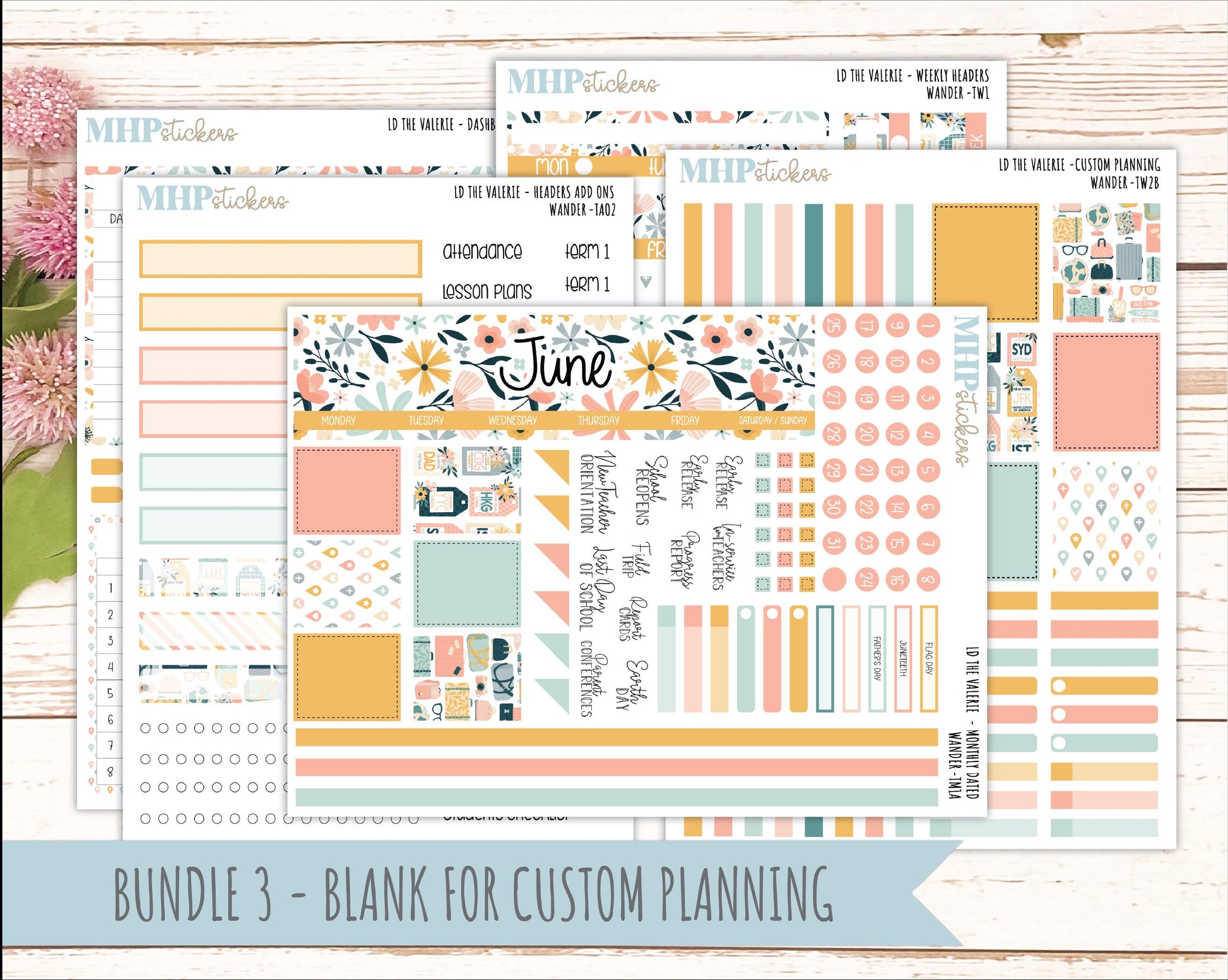 JUNE Stickers for The Valerie Laurel Denise Planner "Wander" || TC