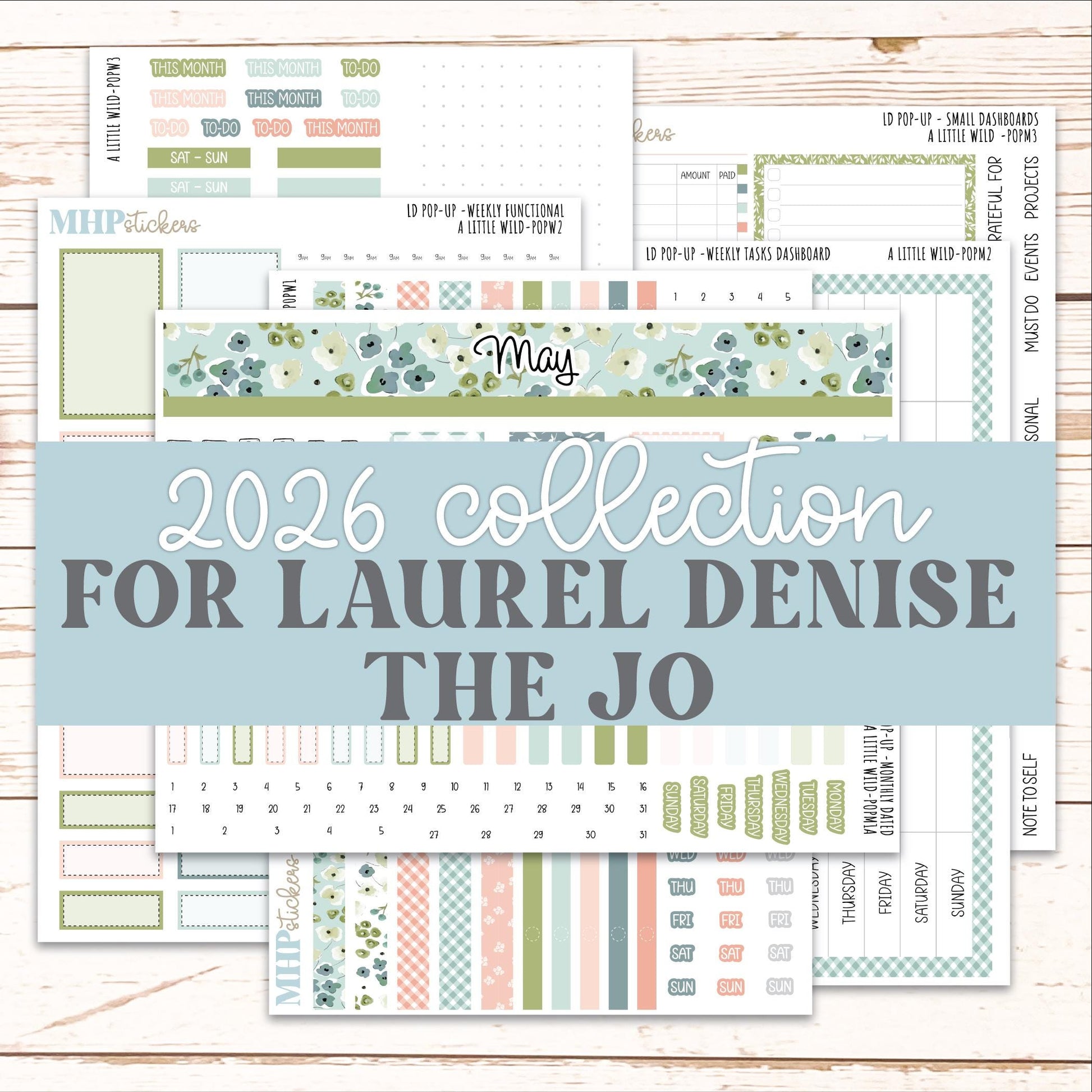 MAY 2026 Stickers for The Jo, Laurel Denise Planner (Formerly Pop-Up Planner) "A Little Wild" || POP