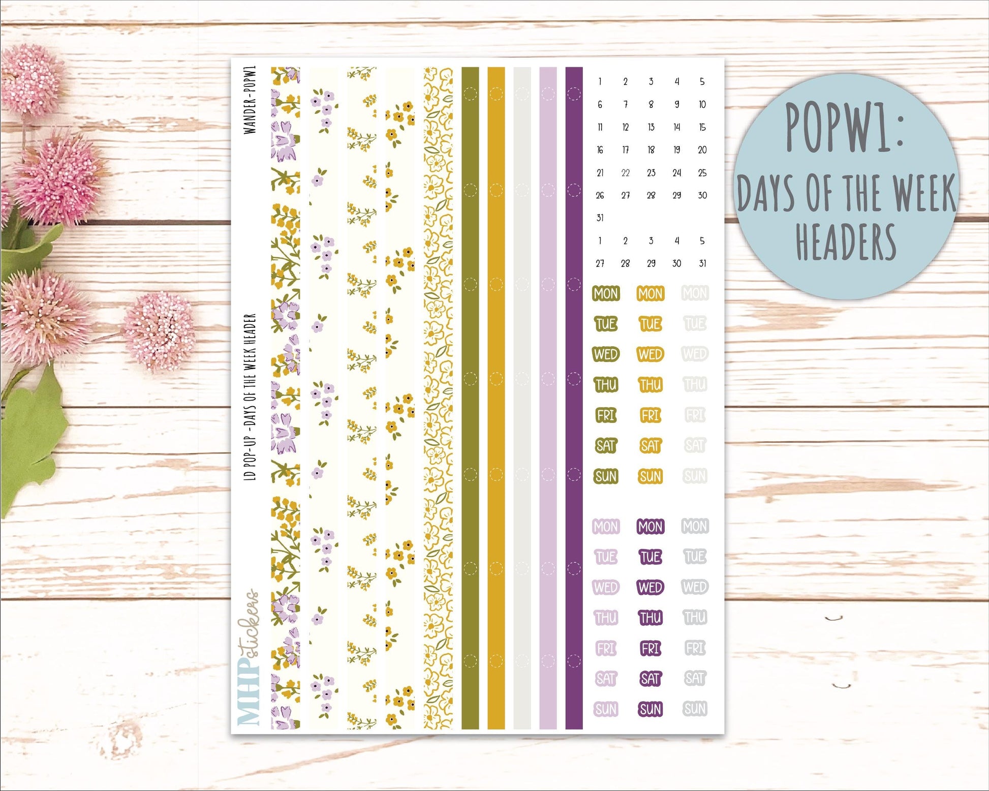 JUNE 2026 Stickers for The Jo, Laurel Denise Planner "Summer Flowers" || POP
