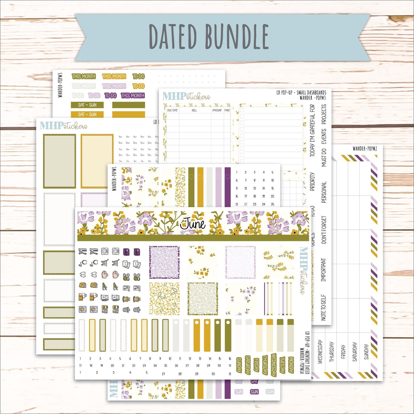 JUNE 2026 Stickers for The Jo, Laurel Denise Planner "Summer Flowers" || POP
