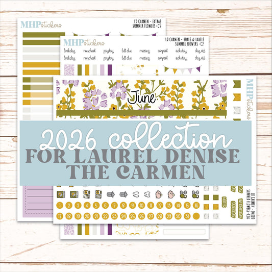 JUNE 2026 Stickers for The Carmen Laurel Denise Planner "Summer Flowers" || C