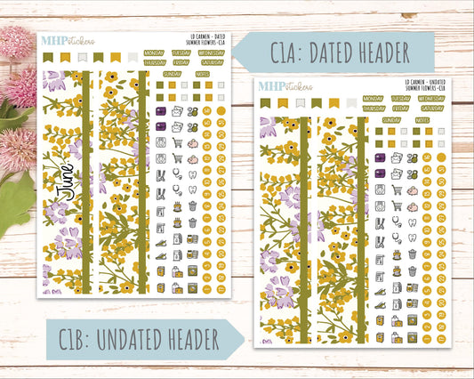 JUNE 2026 Stickers for The Carmen Laurel Denise Planner "Summer Flowers" || C