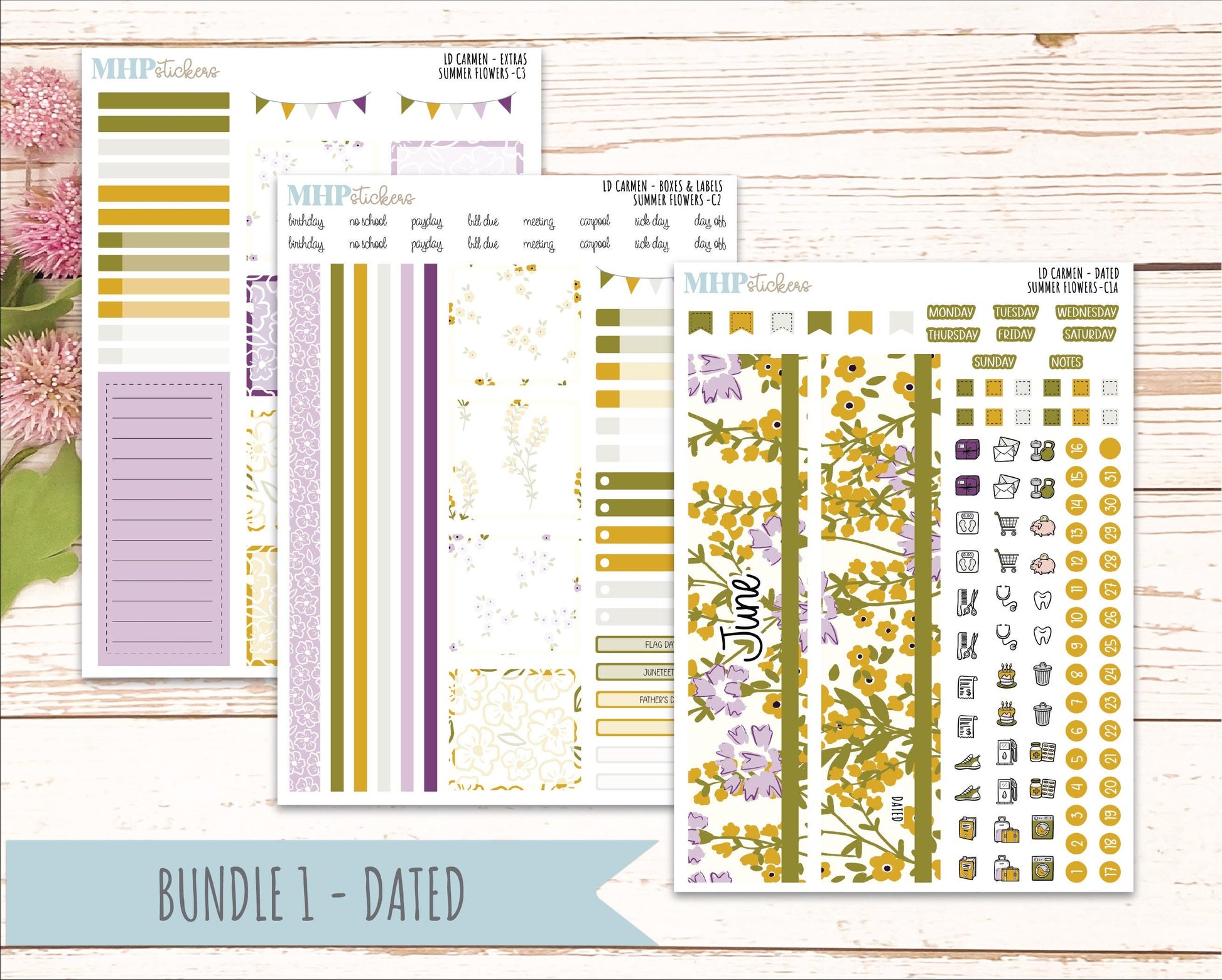 JUNE 2026 Stickers for The Carmen Laurel Denise Planner "Summer Flowers" || C