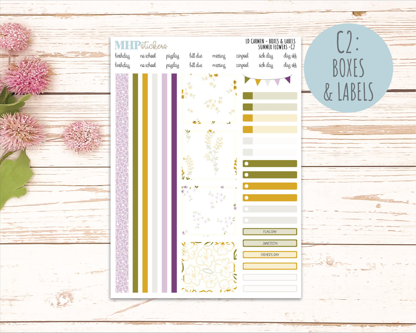 JUNE 2026 Stickers for The Carmen Laurel Denise Planner "Summer Flowers" || C