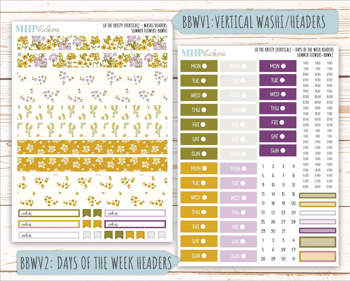 JUNE 2026 Stickers for the Mae & Kristy Laurel Denise Planners "Summer Flowers" || BB
